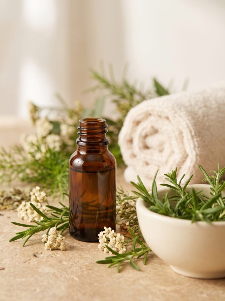 Essential oil bottle and herbs 2K 20261023163014