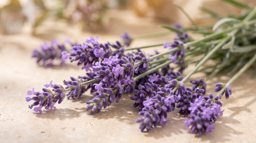 Lavender flowers on stone surface 2K 20261023221439